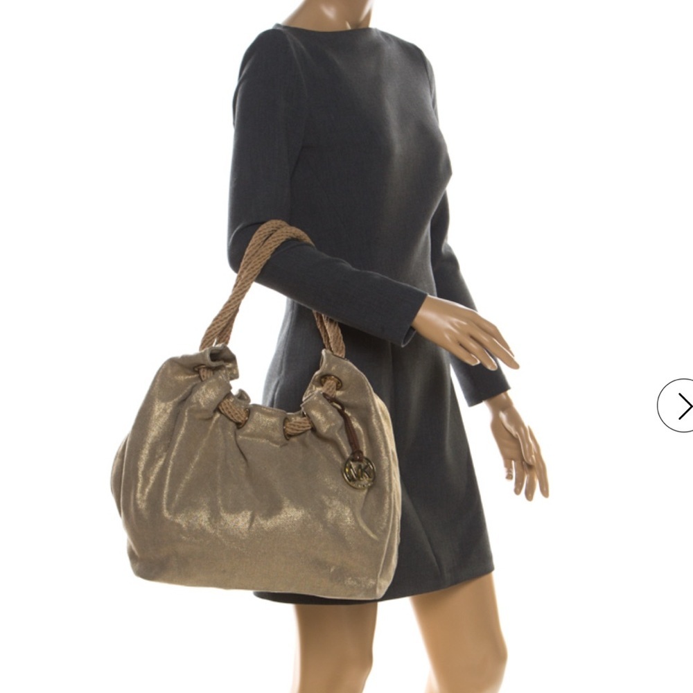MICHAEL Michael Kors Metallic Gold/Brown Canvas and Leather Marina